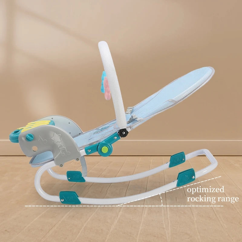 2 In 1 Baby Bouncer Rocking Chair with Music & Toys 4 Level Adjustment Swing Chair for Newborn Baby 0-12 Months Baby Activities