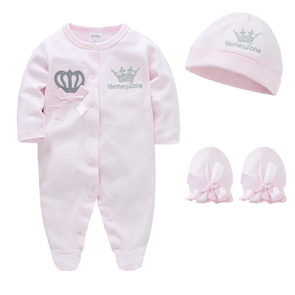 4-Piece Newborn Baby Clothing Set – Plain Cotton Rompers & Outfits (0–9M)