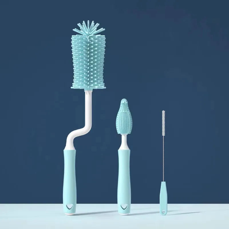 360° Silicone Cleaning Brush Set | Bottle, Pacifier & Straw Scrubber Kit