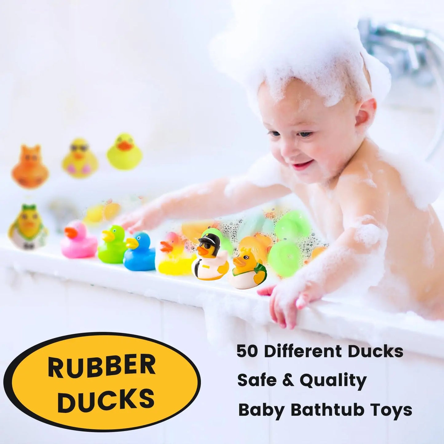 1–100pcs Bulk Rubber Ducks – Bath Toys & Party Favors
