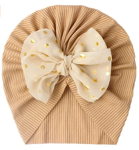 Cute Bow Baby Turban Hat Soft Elastic Beanie for Newborn Girls Summer