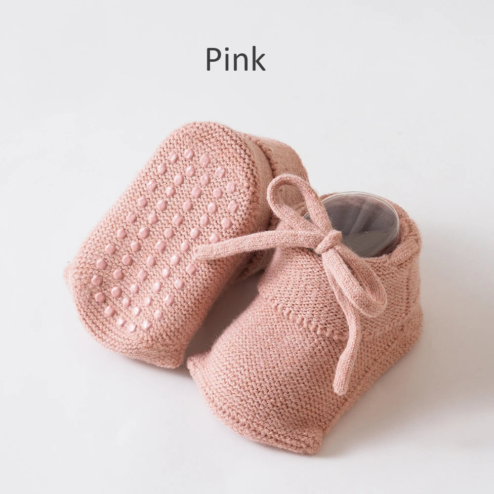 Baby Shoes Socks Warm Thick Infant Floor Socks Toddler Shoes Non-Slip Sole Casual Newborn Booties For Boys and Girls
