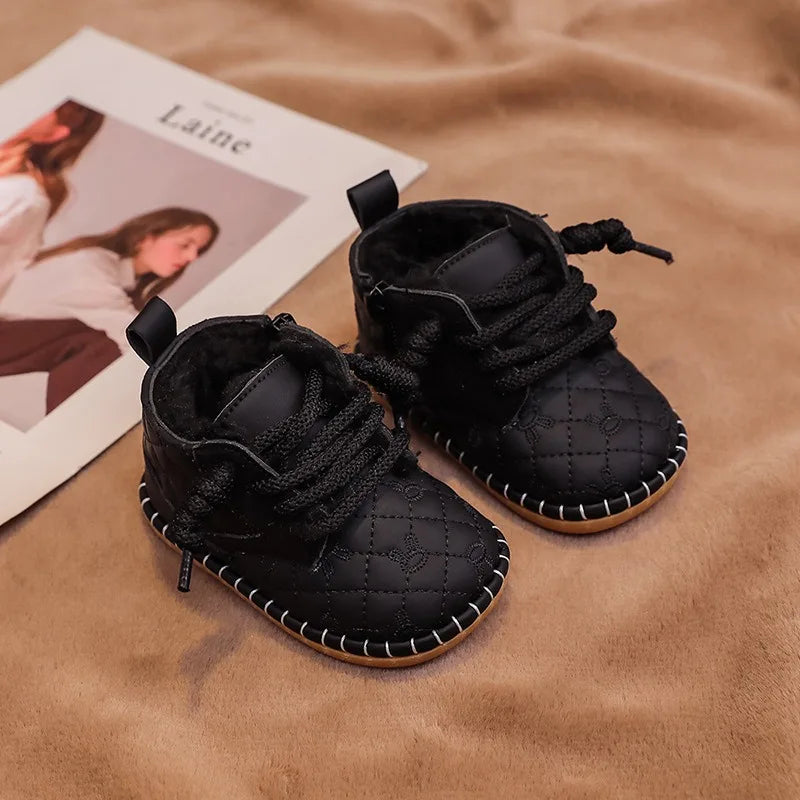 Winter Children Snow Boots for Baby Girls Boys Outdoor Shoes Warm Plush Cartoon Kids Soft Soled Anti Slip Infant Toddler Shoes