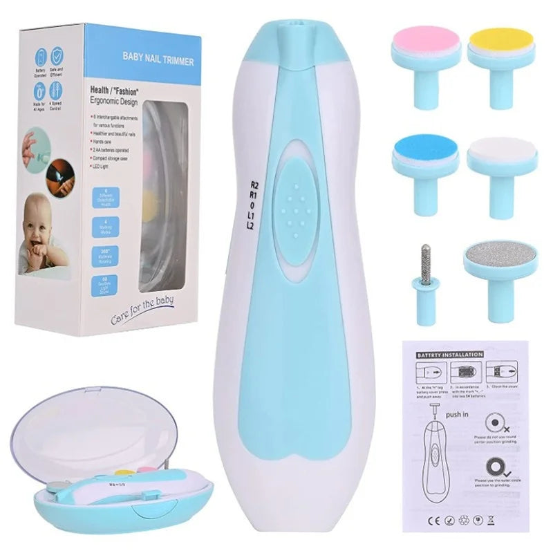 8-Piece Baby Care Set – Nail Clipper, Brush, Comb & Electric Nail Grinder Kit