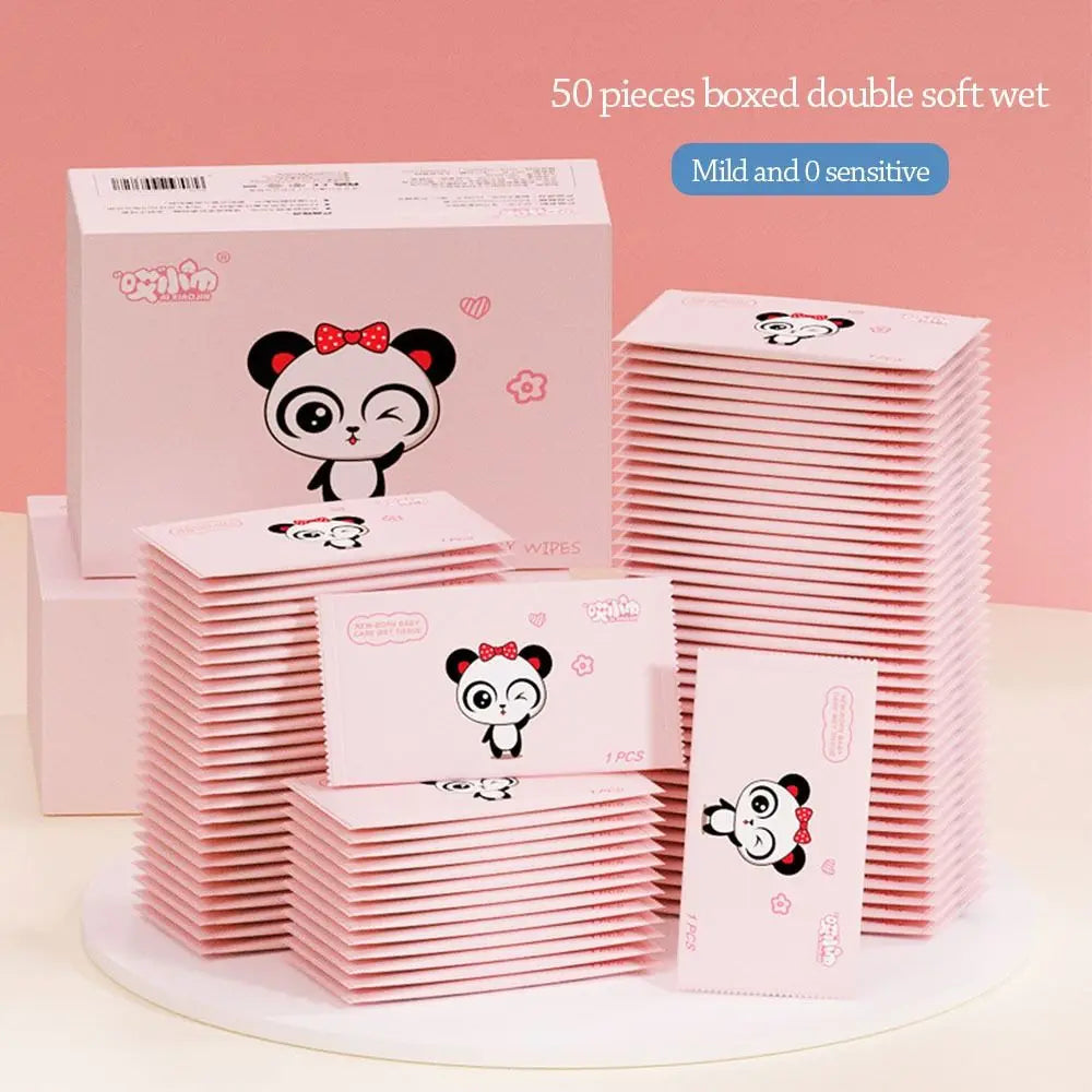 50pcs Baby Wet Wipes – Disposable, Portable & Safe for Hands