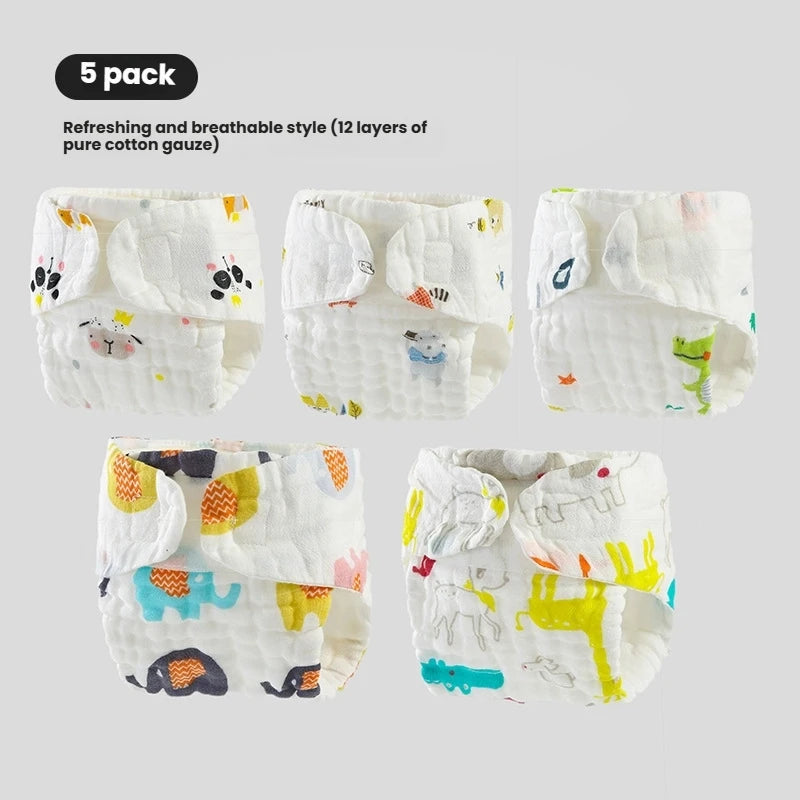 5-Pack Washable Baby Cloth Diapers