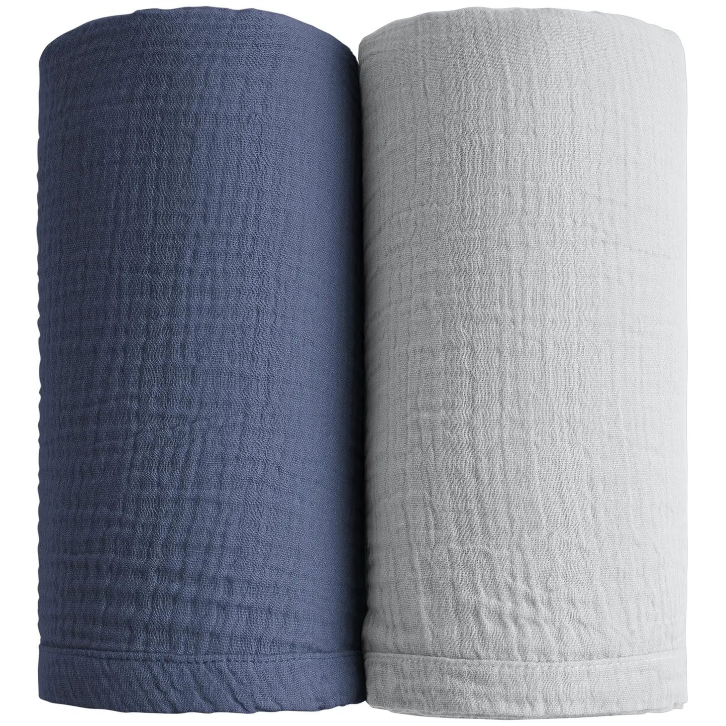 Ensemble de 2 couvertures d'emmaillotage pour bébé, en mousseline de coton doux, idéales pour accueillir un nouveau-né ou pour la poussette. Accessoires pour bébé.