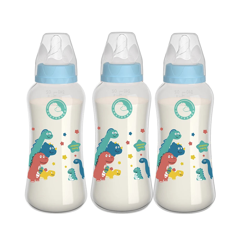 Lot de 3 biberons pour bébé – 150/240 ml, à large ouverture, sans BPA, pour nouveau-né