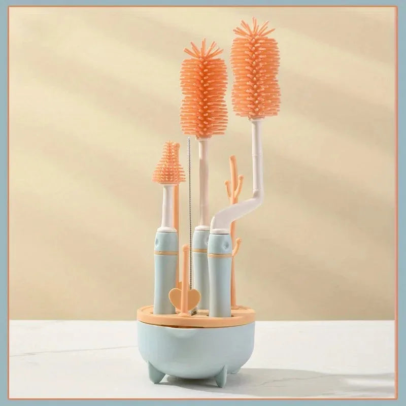 Portable Baby Bottle Cleaning Kit | 6-in-1 Set with Brushes & Storage Box
