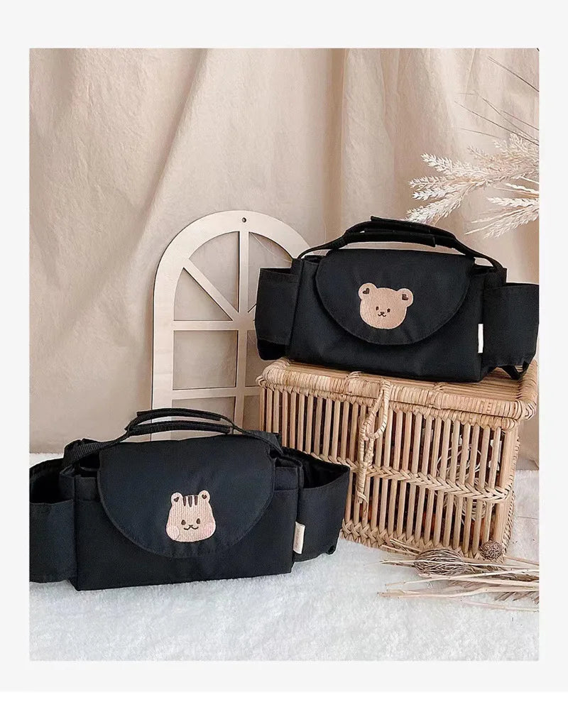 Cartoon Bear Hanging Storage Bag – Baby Stroller Organizer