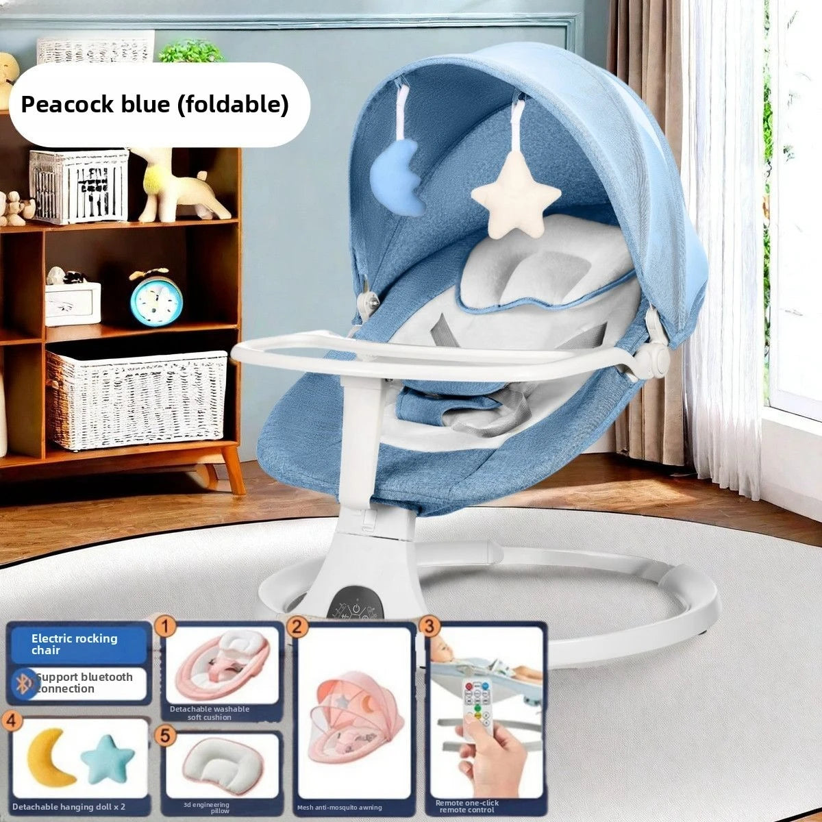 Electric Baby Rocker Soothing Swing Chair Newborns Reclining Cradle Sleeping Comfort  Baby Rocker Bassinet Electric Cradle Chair