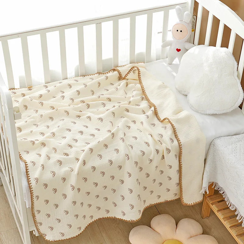 Newborn Gauze Bath Towel & Crinkle Blanket - INS Style Soft Breathable Cover Versatile for Nap Car Use Infant Swaddle Blanket