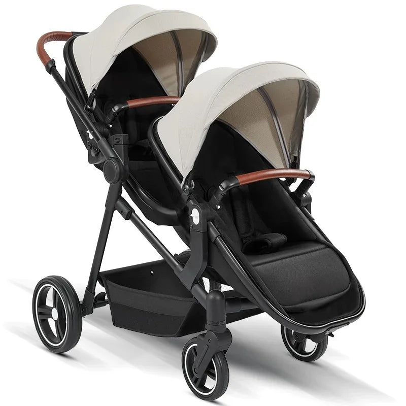 Newest Luxury Twin Baby Stroller – High-Quality Double Poussette with 1-Year Warranty
