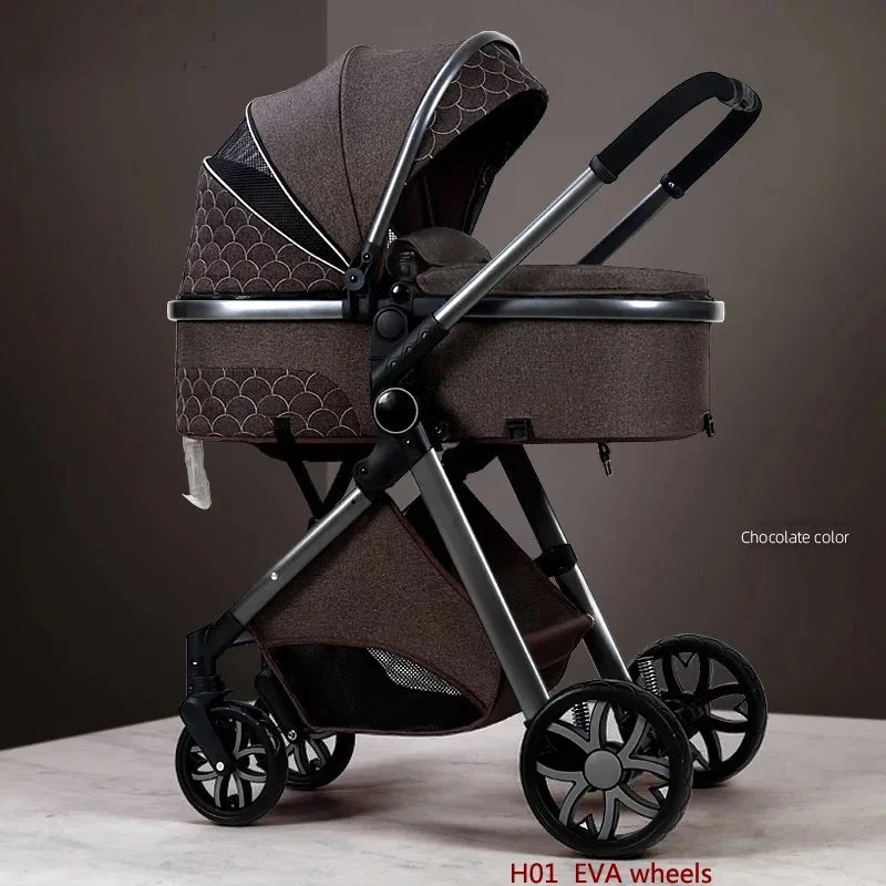 Luxury 3-in-1 High Landscape Baby Stroller – Sit & Lie Cradle