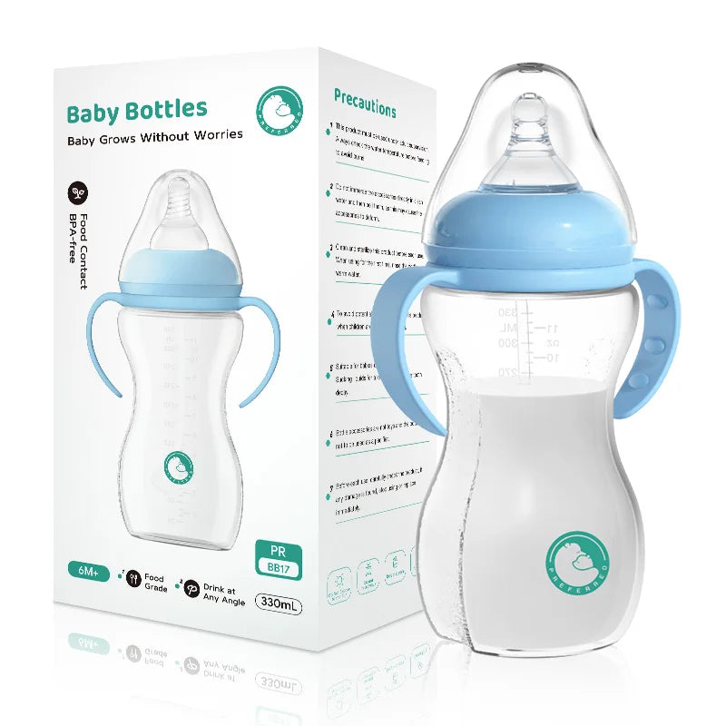 180/330ml Baby Feeding Bottle – Double Handle, Gravity Ball, Easy to Hold