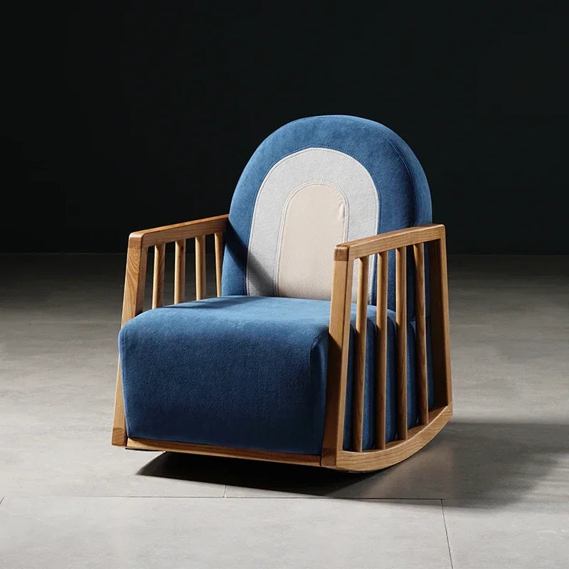 Nordic children's leisure rocking chair home living room baby solid wood sofa chair simple modern bedroom backrest chair