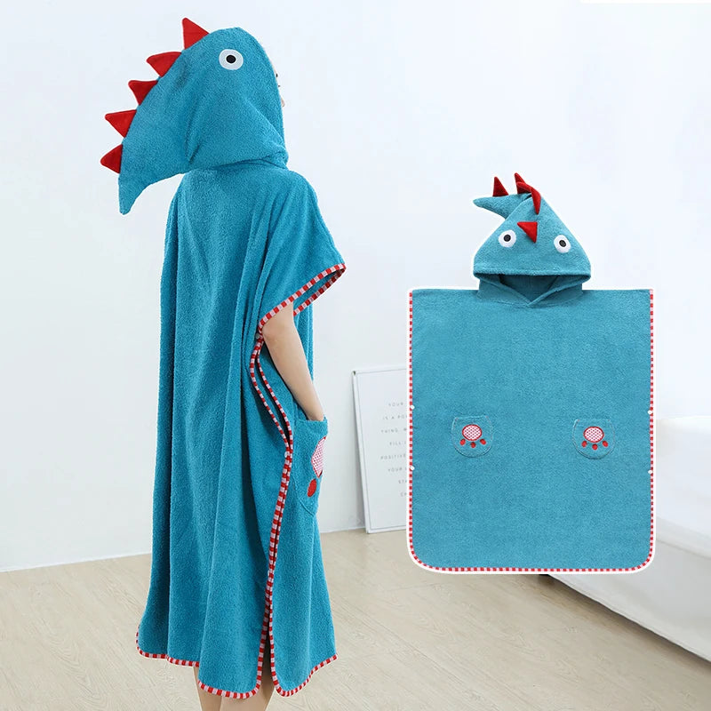 Poncho-serviette à capuche pour enfants – Coton, absorbant, peignoir à motifs (80-170 cm)