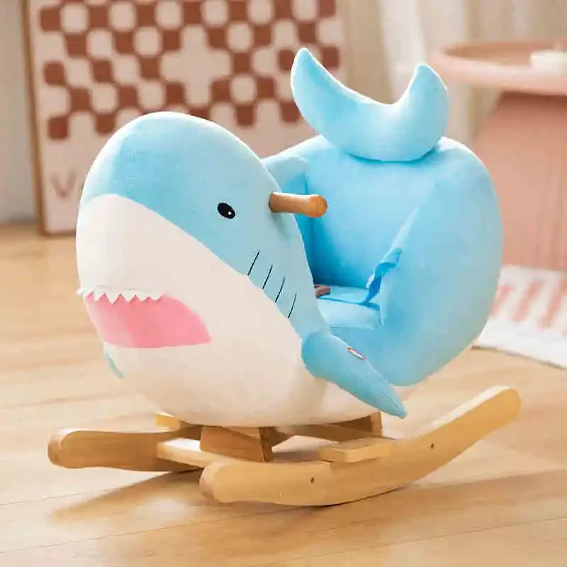 Blue Castle Cute Shark Rocking Children Chair with  Perfect for Baby and Toddler,Can Play Chinese Version Music/tell Stories