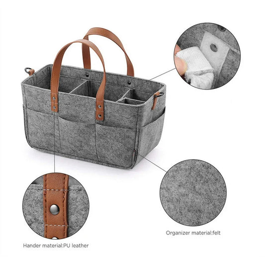 Foldable Felt Diaper Caddy – Baby Organizer for Car, Nursery & Travel