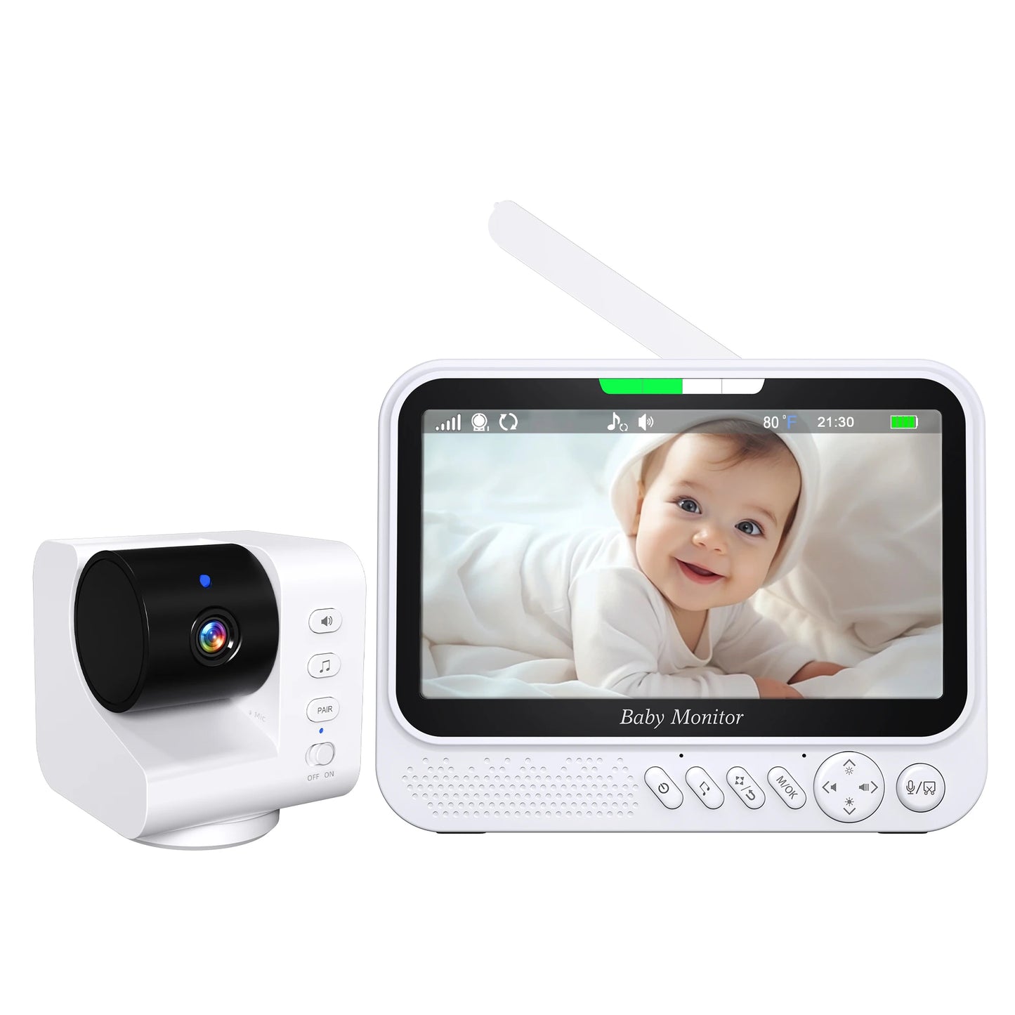“7″ Baby Monitor PTZ Temp Lullabies Intercom”