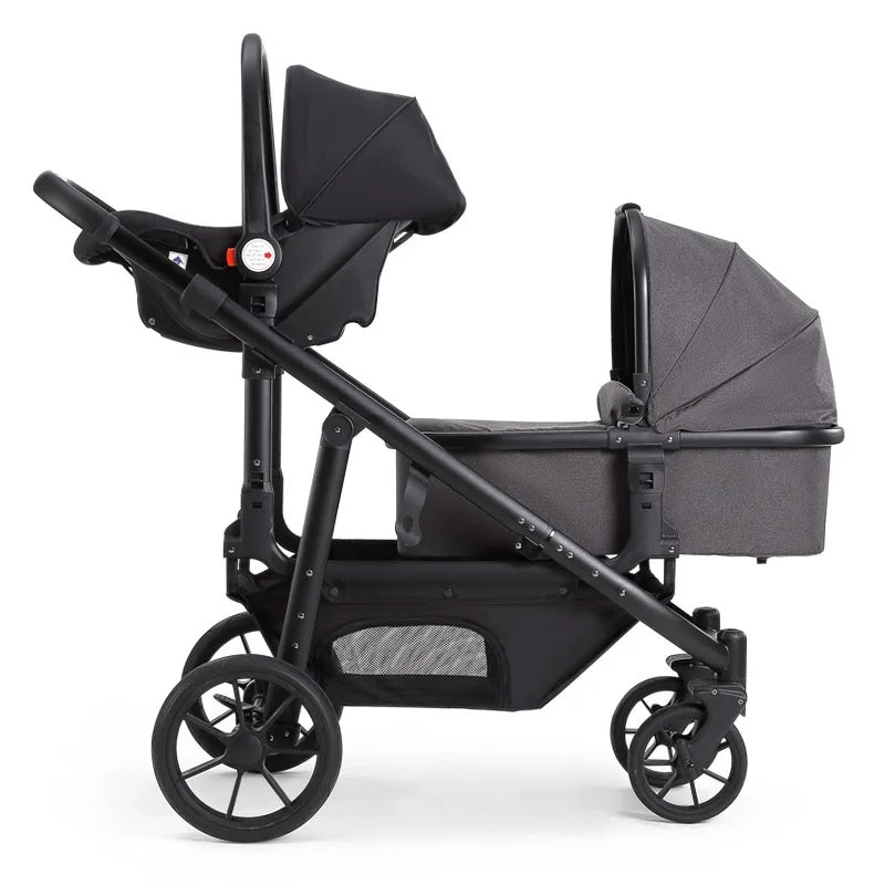 Poussette double de luxe pour jumeaux – Poussette double de haute qualité avec garantie d'un an