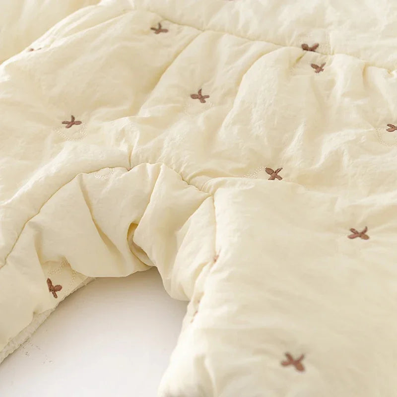 0-2 Y Winter Baby Girls Clothes Fur Lining Toddler Rompers Fur Lining Infant Girls Jumpsuits Bow Embroidery Outfit