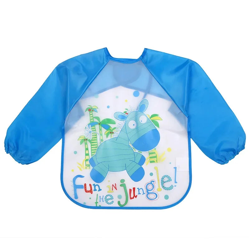 Full-Sleeve Waterproof Baby Feeding Smock Bib
