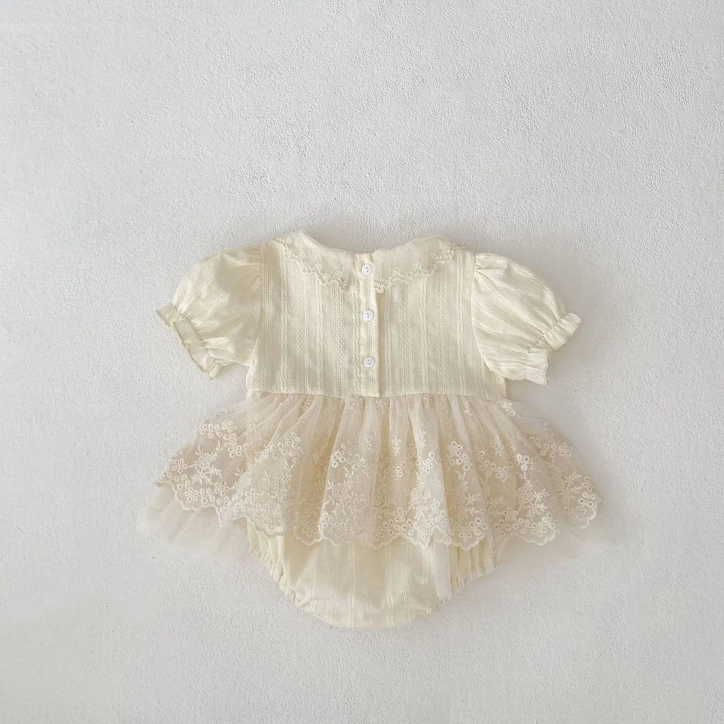 Summer Baby Girl Jumpsuit – Lace Collar Princess Mesh Skirt Outfit