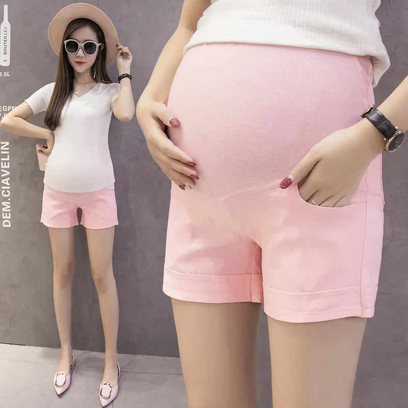 Summer Cotton Maternity Shorts – Adjustable Korean Style Pants