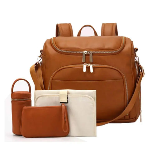 7-in-1 PU Leather Diaper Bag Set
