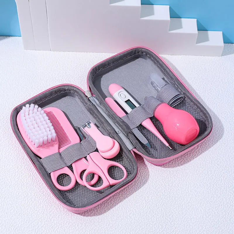 8-Piece Baby Grooming Set – Soft Brush, Comb & Nail Clippers Kit