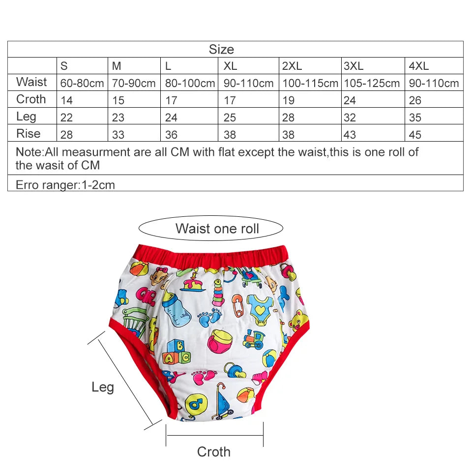 Washable Adult Cloth Diapers – Waterproof Cotton Training Pants