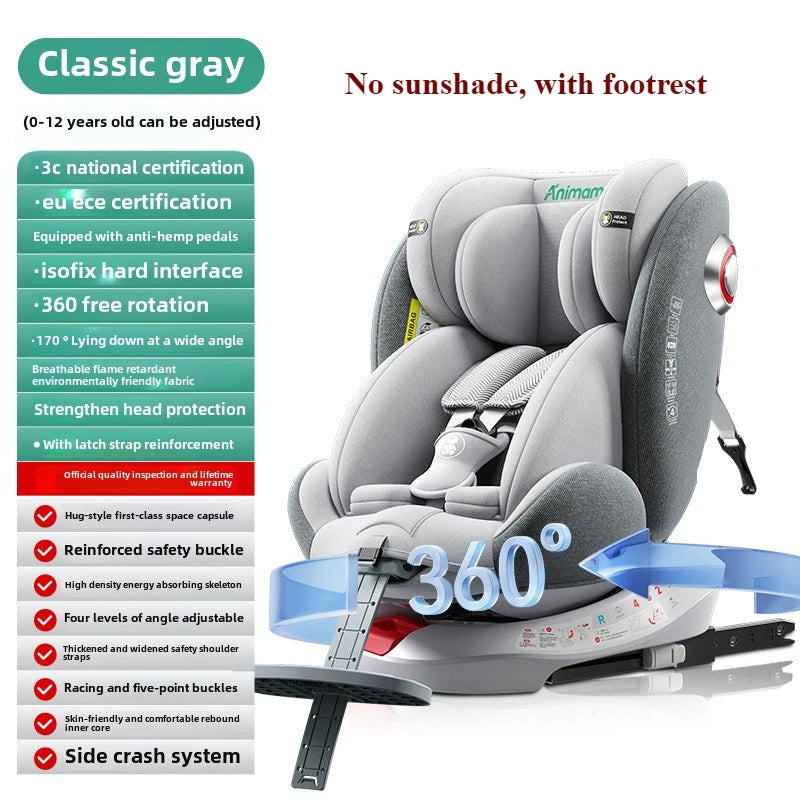 Universal Baby Car Seat | Safe ISOFIX, Rotates 360°, Age 0-12Y