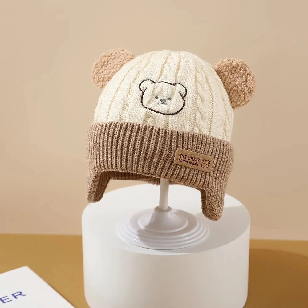 Cute Bear Knit Hat – Warm Baby Winter Cap