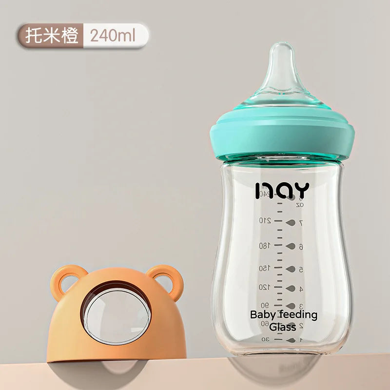 Glass Baby Feeding Bottles – 80ml/160ml/240ml, Anti-Colic, BPA-Free