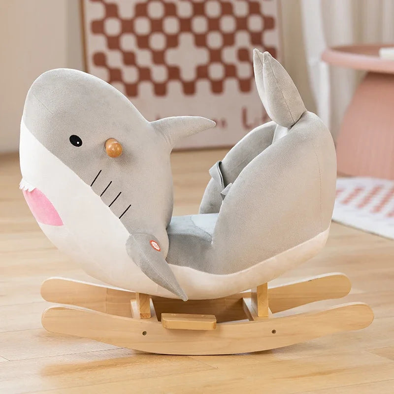 Blue Castle Cute Shark Rocking Children Chair with  Perfect for Baby and Toddler,Can Play Chinese Version Music/tell Stories
