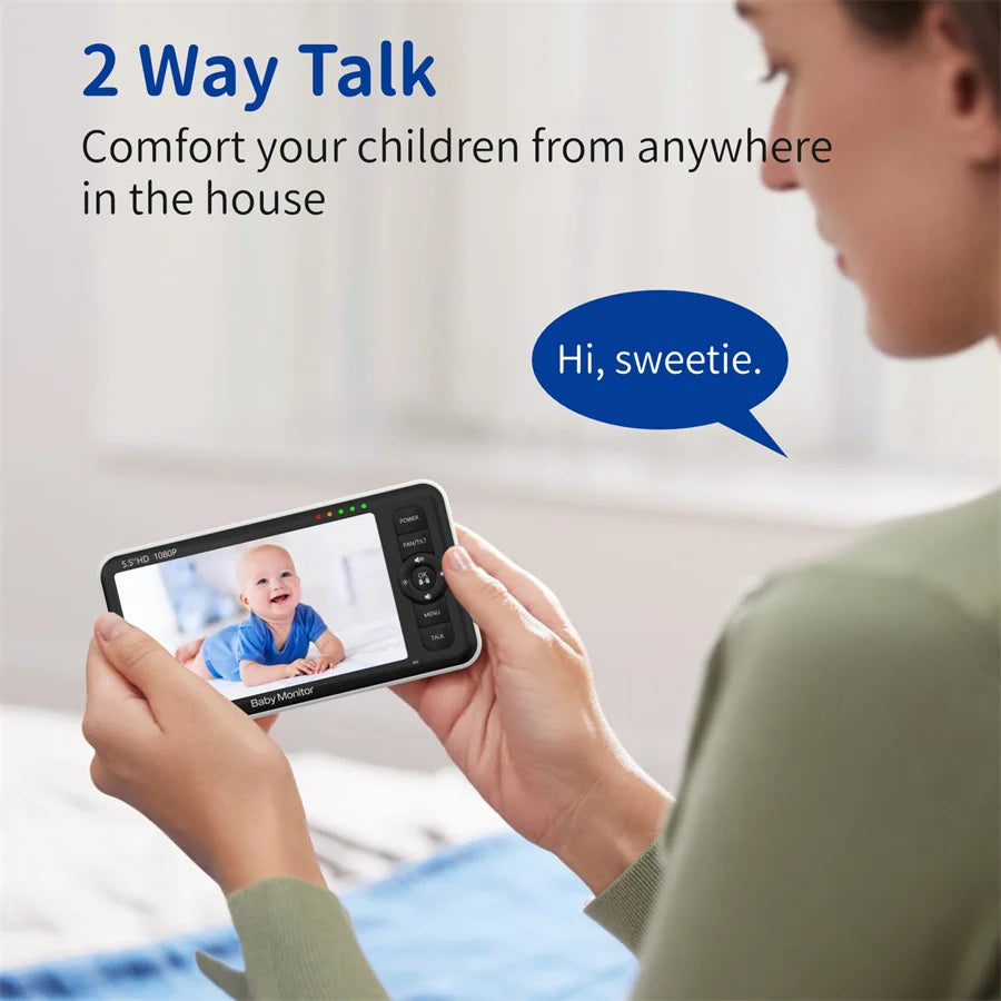 5.5″ Baby Monitor PTZ 1000ft Range Night Vision Lullabies