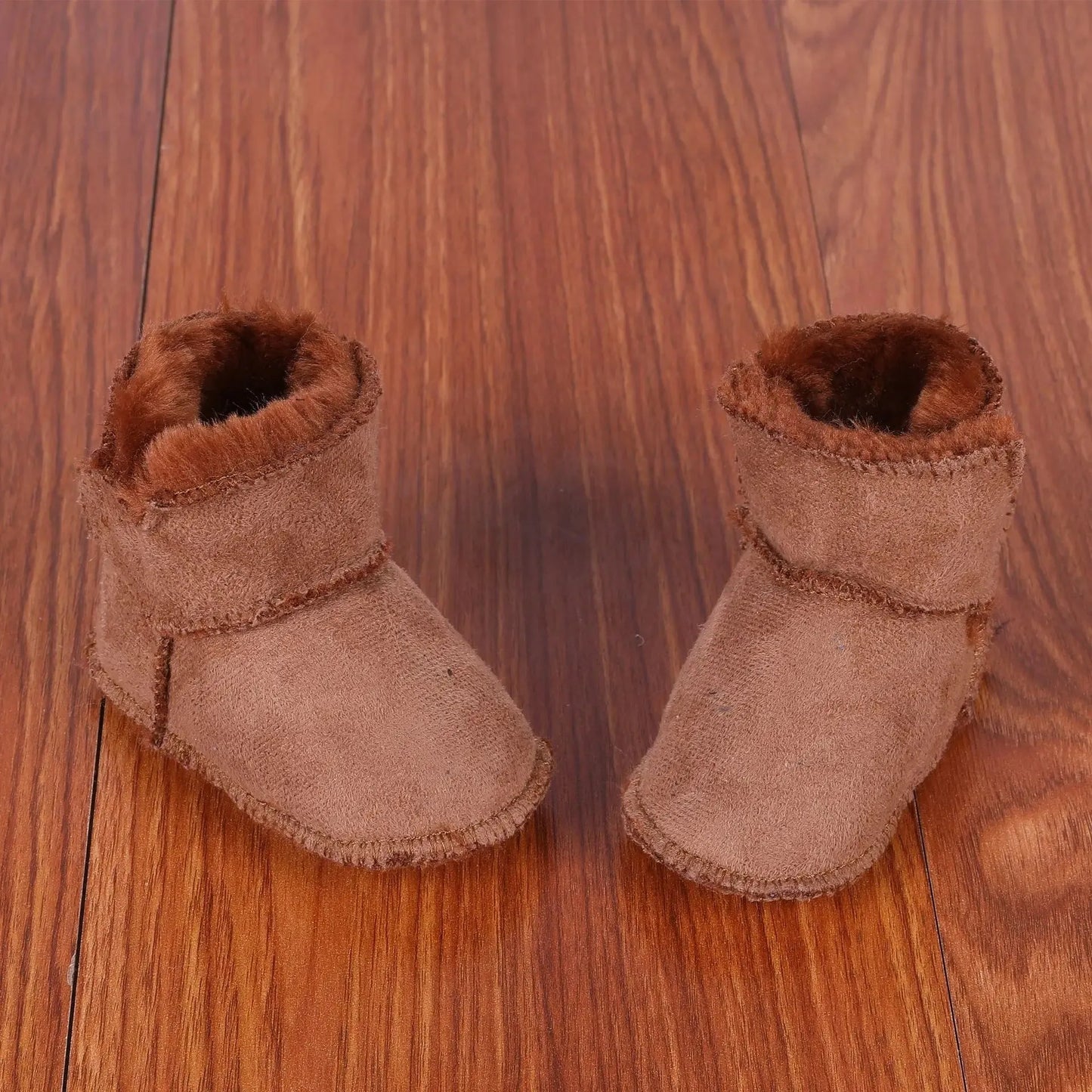 Baby Shoes Soft Bottom Anti-Slip Walking Shoes Leatherette Faux Fur Integrated Design Breathable Comfortable Children Footwear