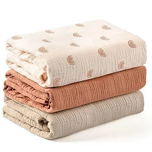 3pcs/set 6-Layer Muslin Swaddle Blanket for Baby Soft Cotton Gauze Receiving Blankets for Newborn Soft Wrap Set Toddler Boy Girl