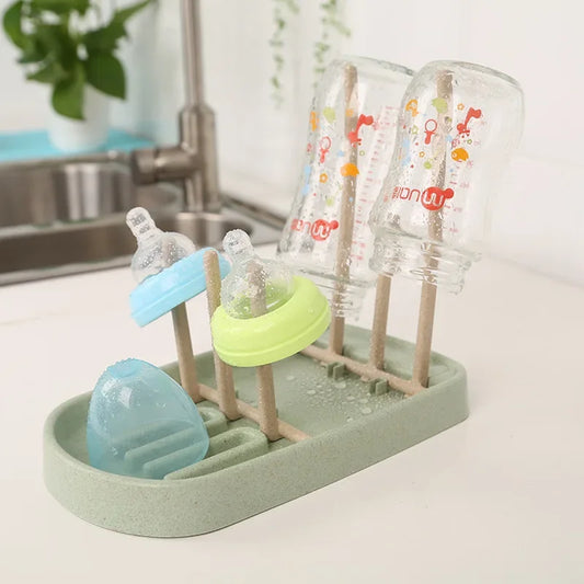 Baby Bottle Wheat Straw Drying Rack Feeding Cup Holder Removable Rack Cleaning Pacifiers Accessories Storage Drying Shelf Clean
