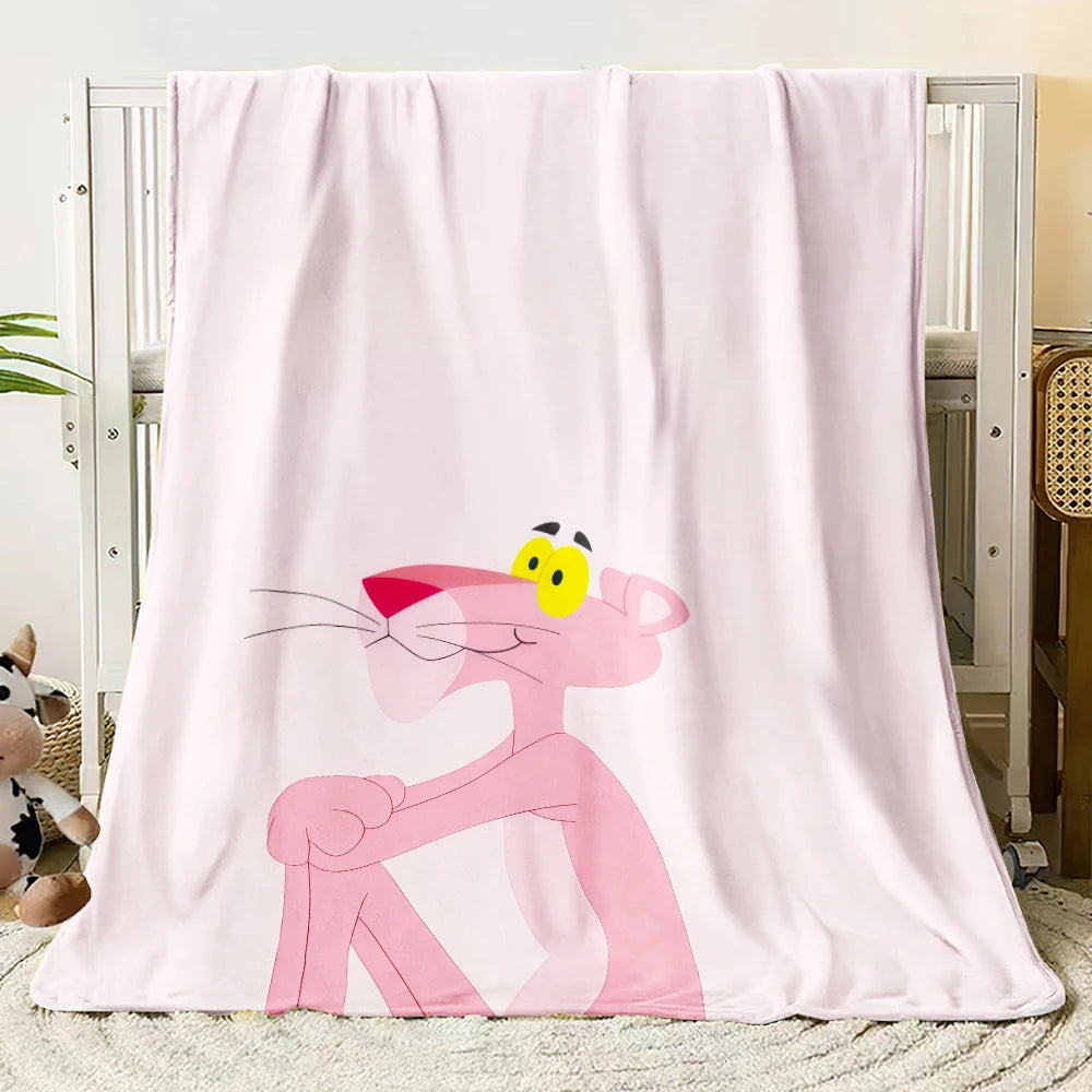 MINISO Pink Panther Flannel Blanket Suitable for Bedroom, Iving Room,sofa,student Nap,office Nap,camping Trip,children's Gift