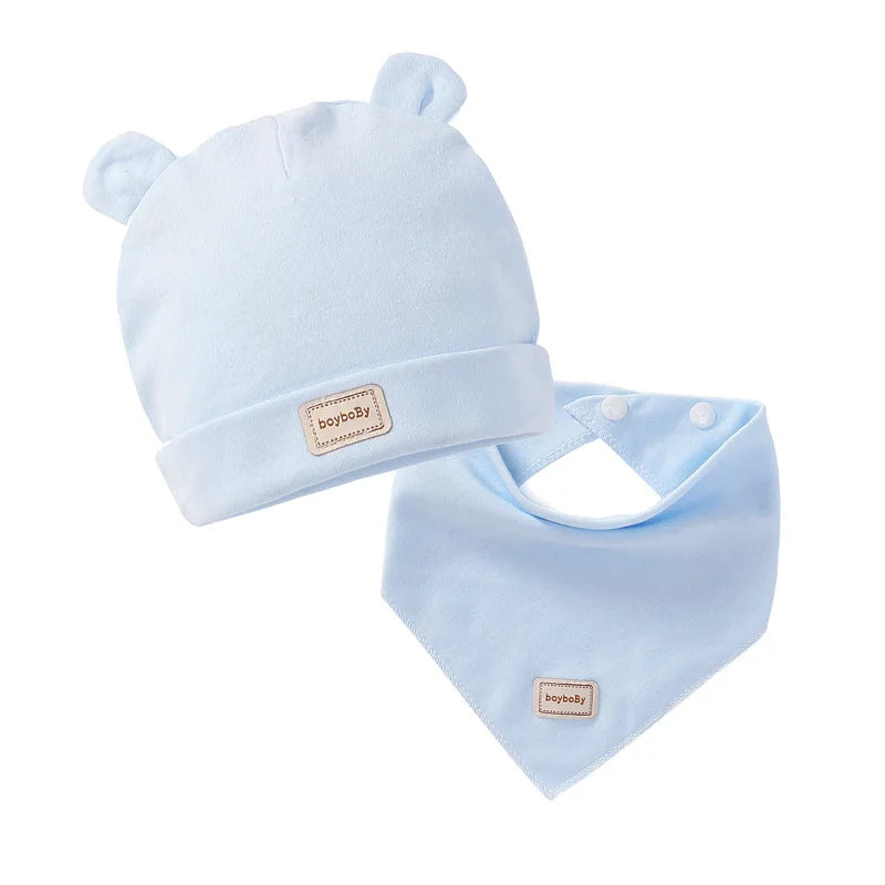 Ensemble bonnet et bavoir aux couleurs acidulées pour bébés garçons et filles