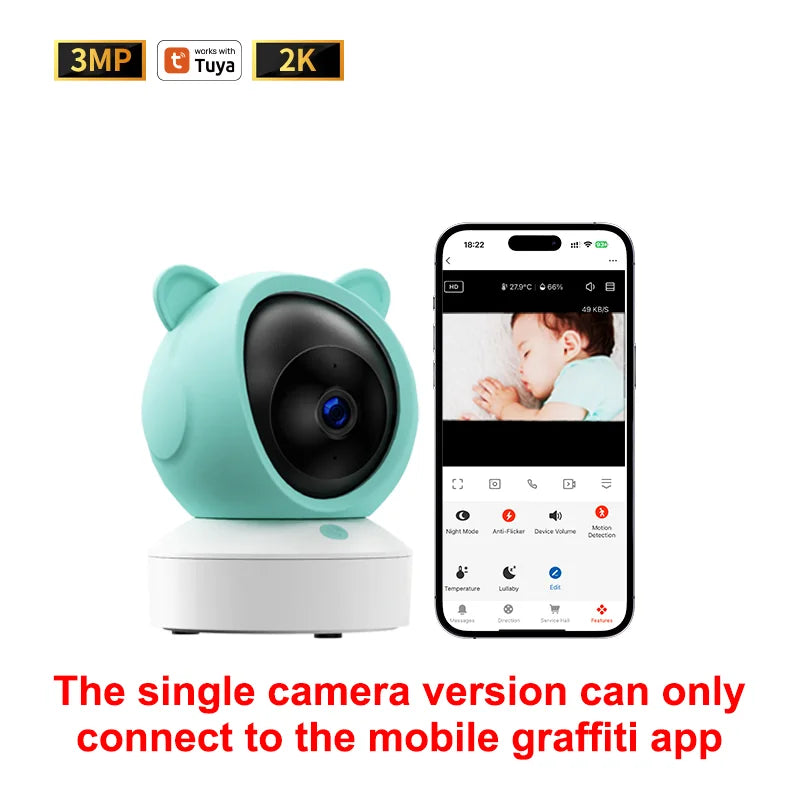 Babyphone WiFi 2K DANMINI 5" avec télécommande