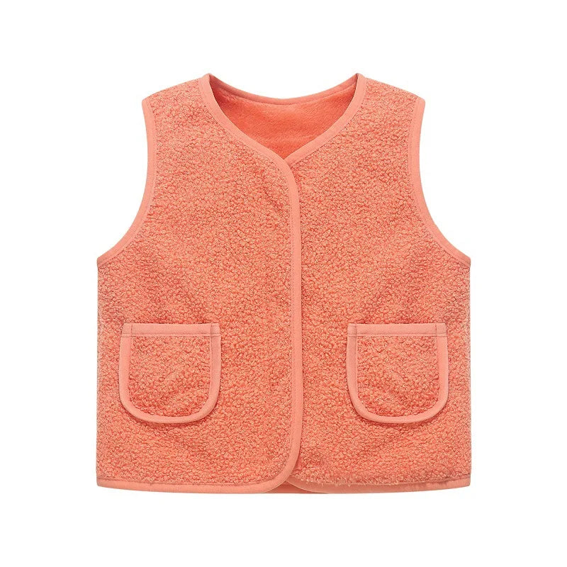 Autumn Winter Kid Vest Fur Baby Girl Boy Clothes Fleece Vests Zipper Coat Jacket Sleeveless Children Snow Outfits Waistcoat Warm