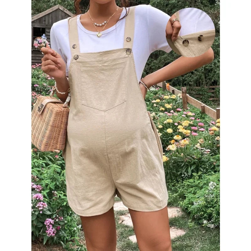 Plus-Size Maternity Jumpsuit – Summer Cotton Romper for Pregnant Women