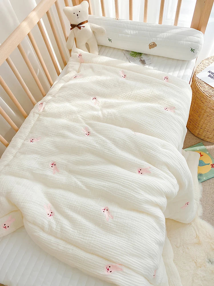 Cartoon Bear Bunny Baby Quilt Newborn Nap Quilts Soft Cotton Infant Blanket Spring Fall Winter Swaddle Wrapped Bedding 100*120CM