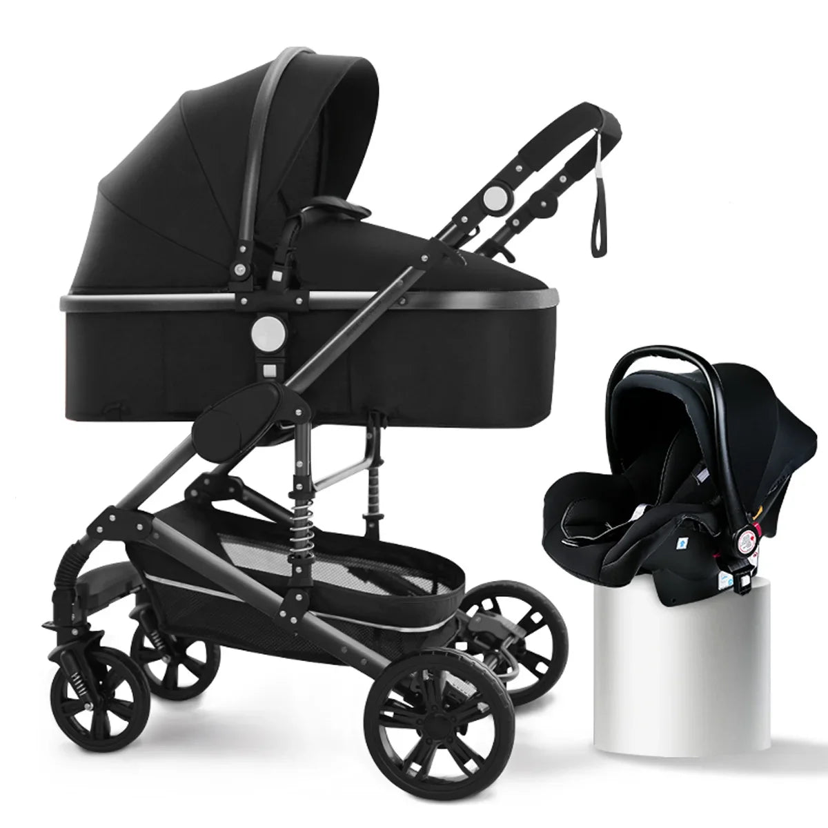 Poussette bébé pliable 3 en 1 – Modèle haut de gamme, utilisable en toutes saisons