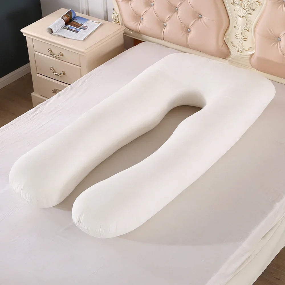 Soft Fleece U-Shaped Pregnancy Pillow – Multi-Function Side & Lumbar Support