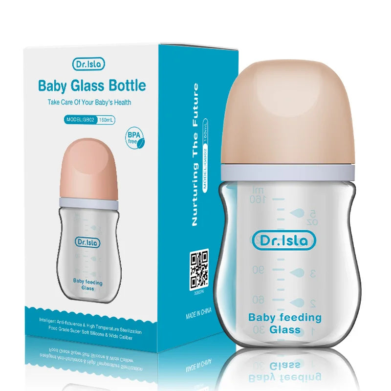 Newborn Feeding Glass Bottle | 90/160ML, BPA-Free, Anti-Choke Design