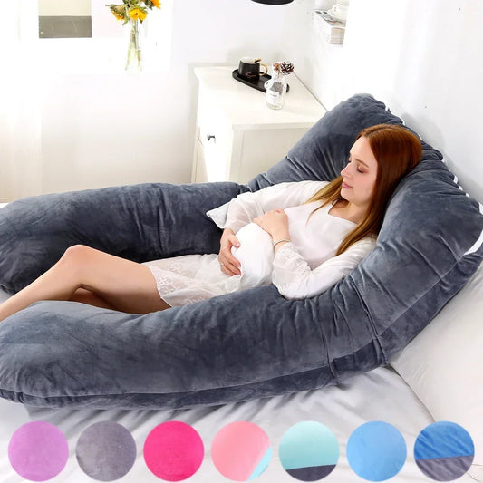 Soft Fleece U-Shaped Pregnancy Pillow – Multi-Function Side & Lumbar Support